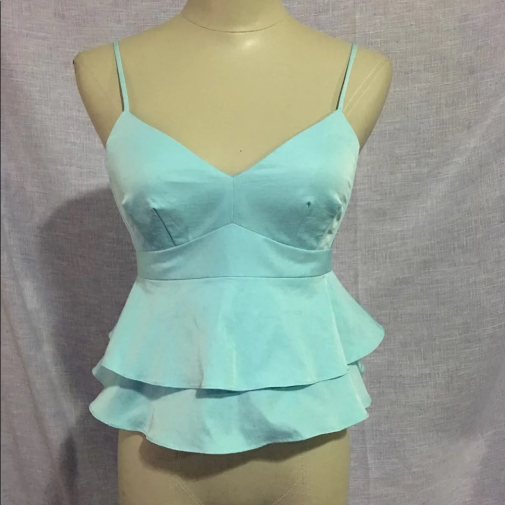 Nanette Lepore Sz 2 Xs Top peplum Blue New NWT